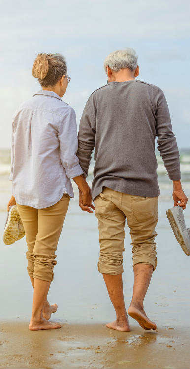 walking elderly couple